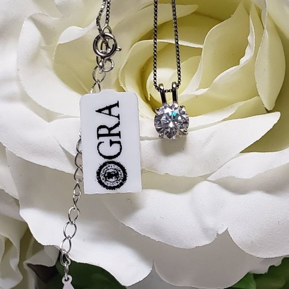 1 Carat Moissanite Necklace with 925 Sterling Silver Chain (M115) - Picture 4 of 6